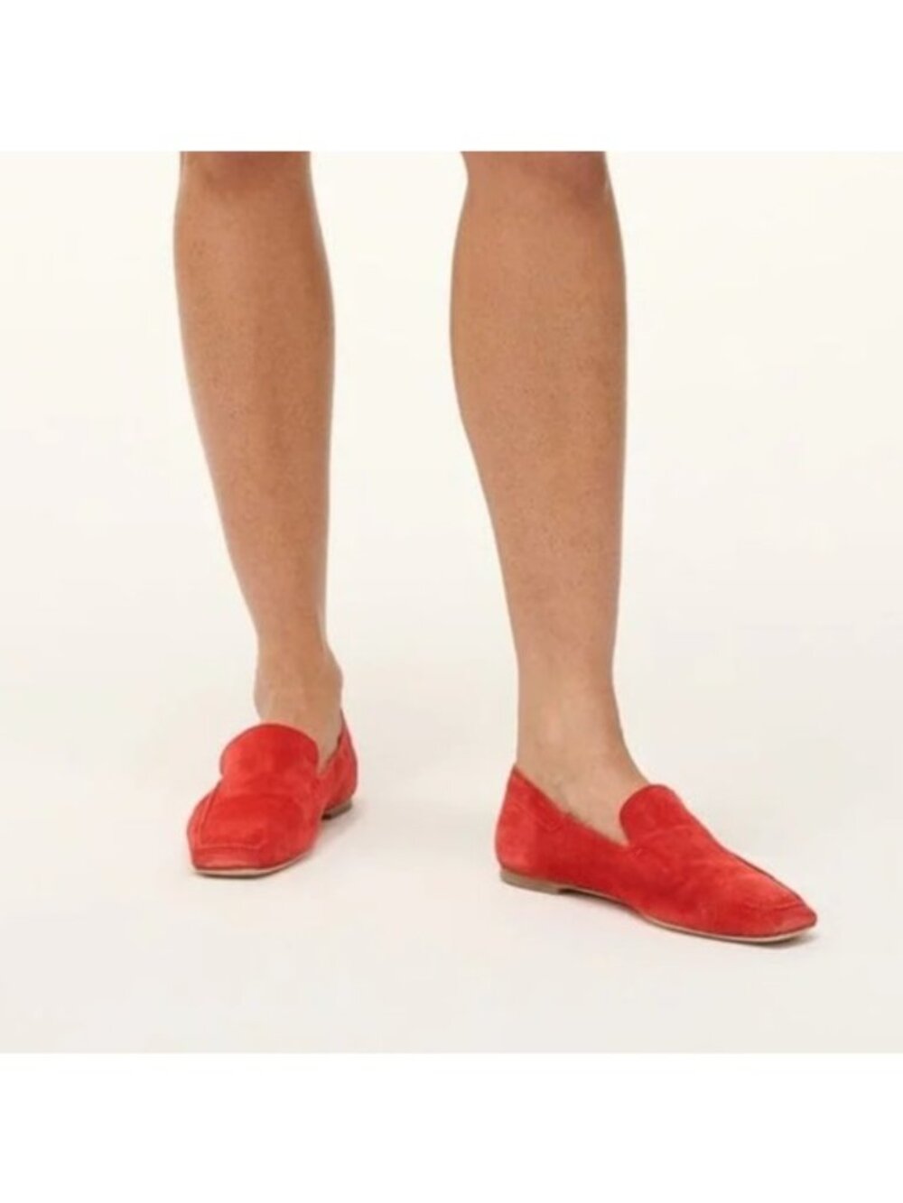Staud Size 36.5 US 6.5 NEW Chili Red Becks Soft Suede Square Toe Loafer Shoes